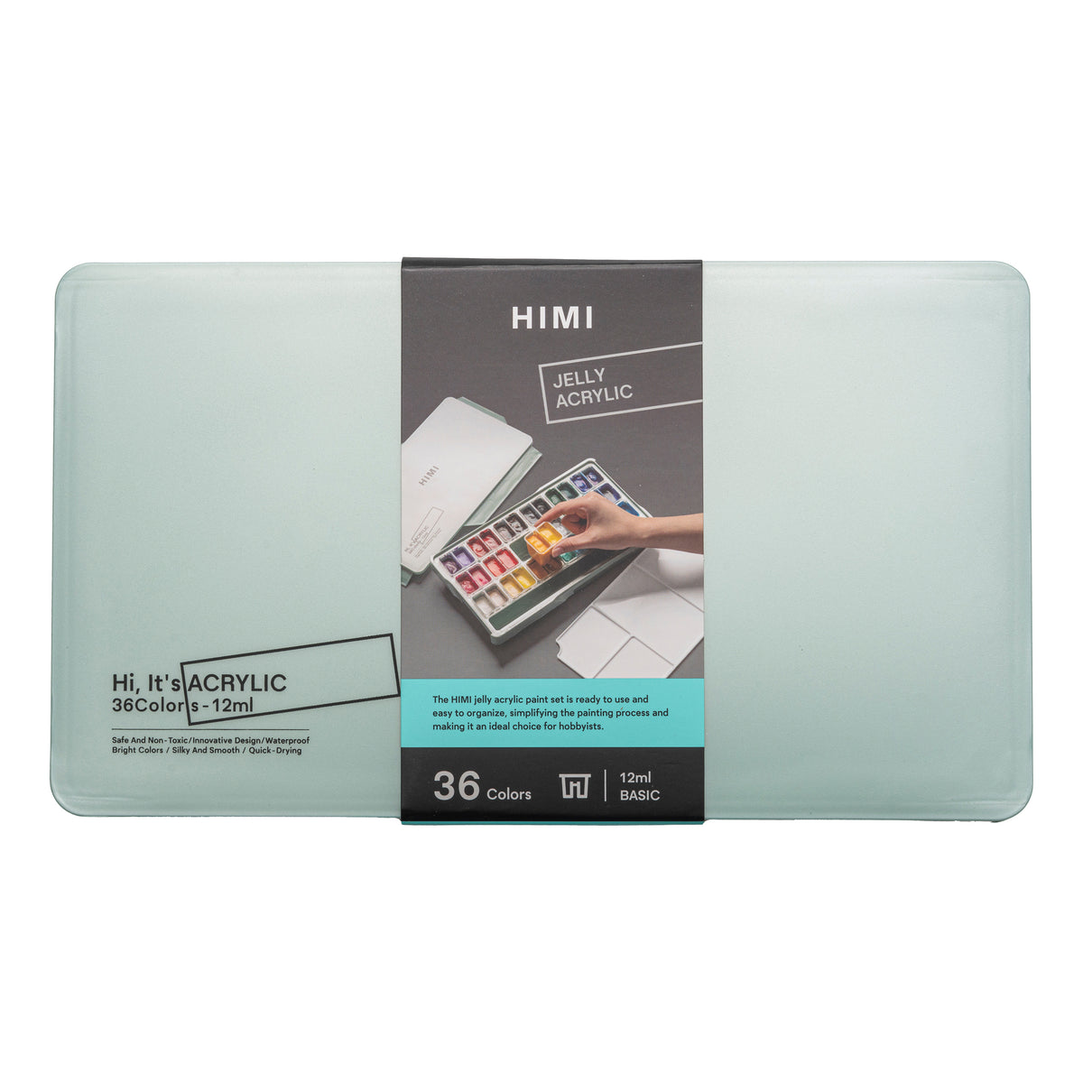 HIMI Twin Cup Jelly Acrylic Paint Set 36 Colours (Green Metallic Case)