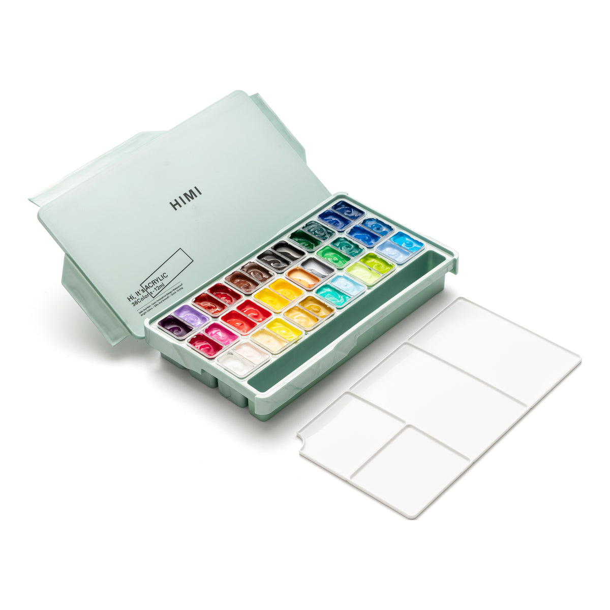 HIMI Twin Cup Jelly Acrylic Paint Set 36 Colours (Green Metallic Case)