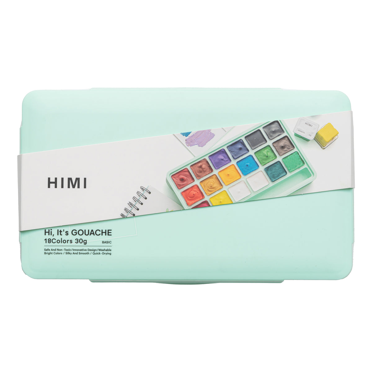 HIMI Jelly Cup Gouache Paint Set 18 Colours (Green Case)