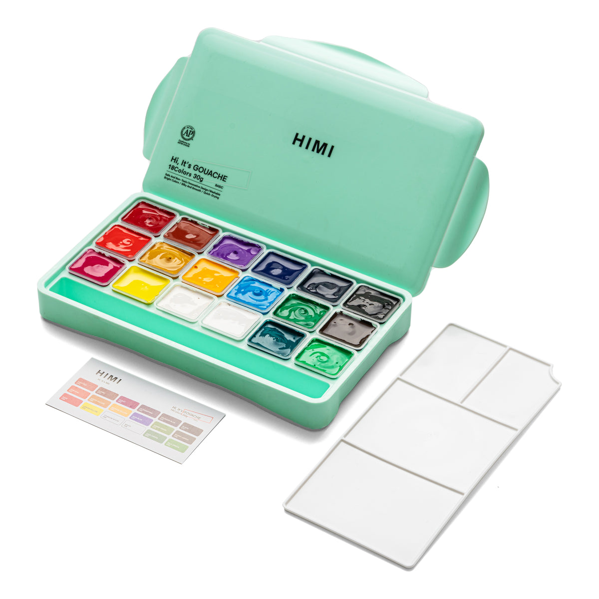 HIMI Jelly Cup Gouache Paint Set 18 Colours (Green Case)
