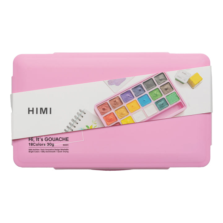 HIMI Jelly Cup Gouache Paint Set 18 Colours (Pink Case)