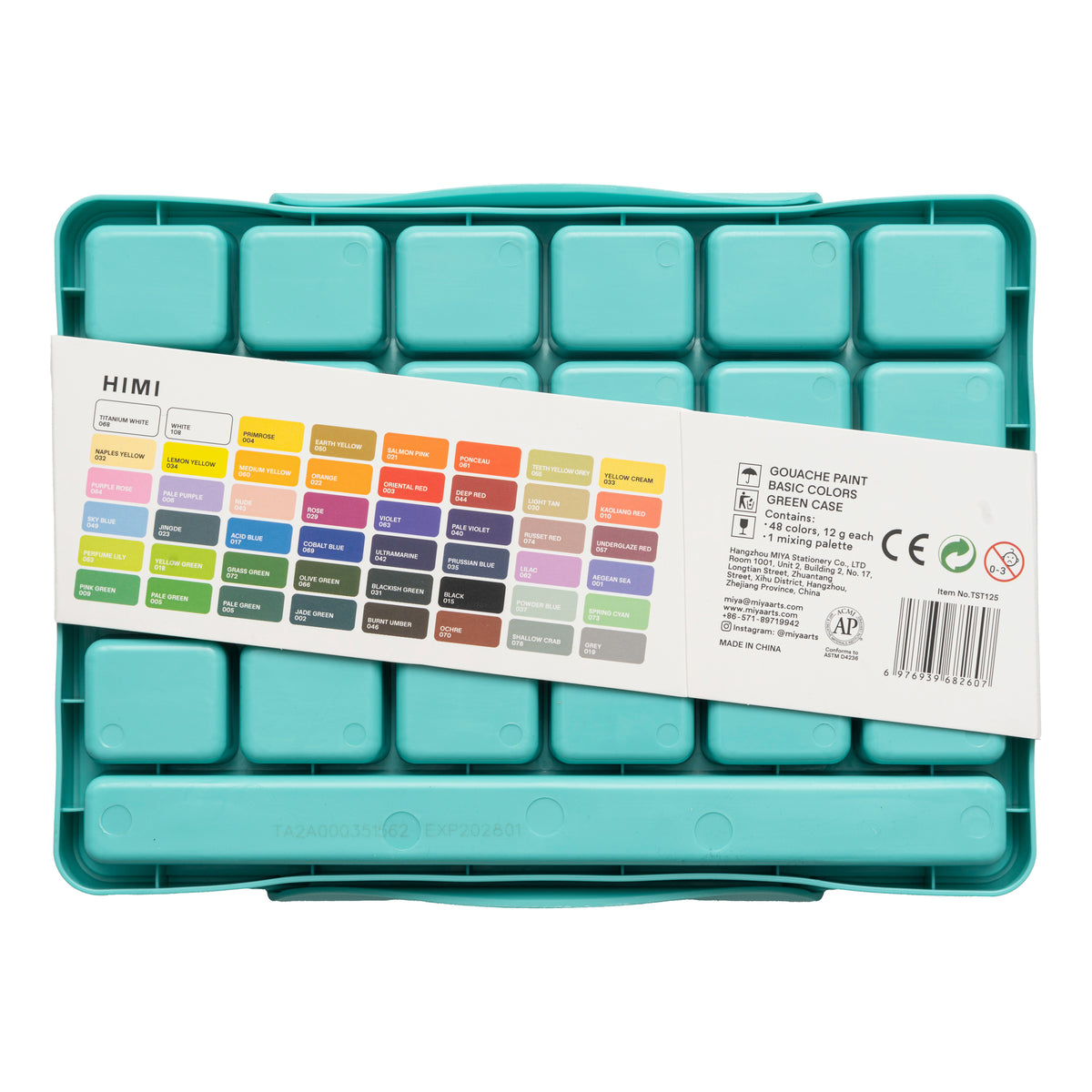 HIMI Twin Cup Gouache Paint Set 48 Colours (Green Case)