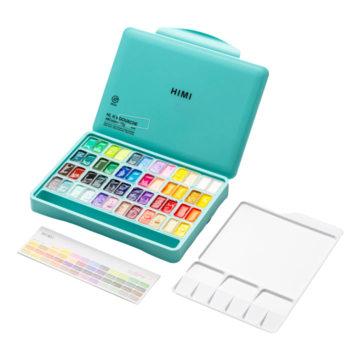 HIMI Twin Cup Gouache Paint Set 48 Colours (Green Case)