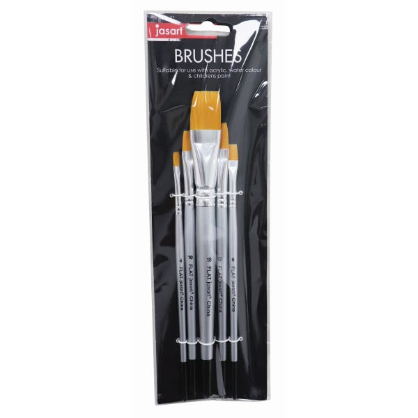 Jasart Gold Synthetic Short Flat Brushes Set 5