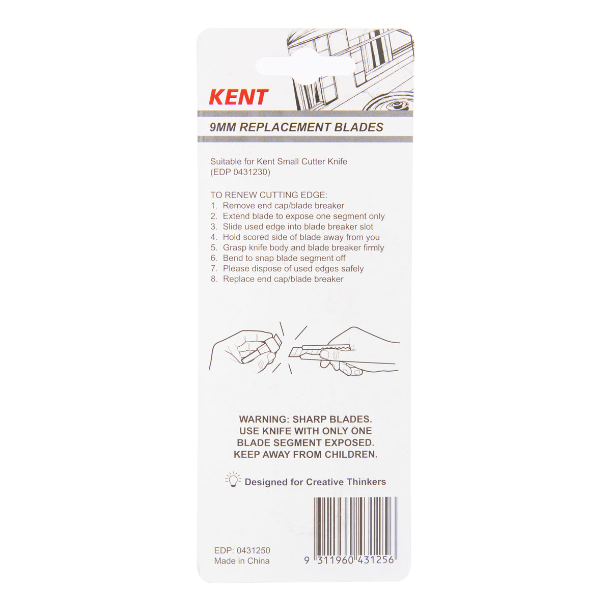 Kent Cutter Knife 9mm Replacement Blade Pack