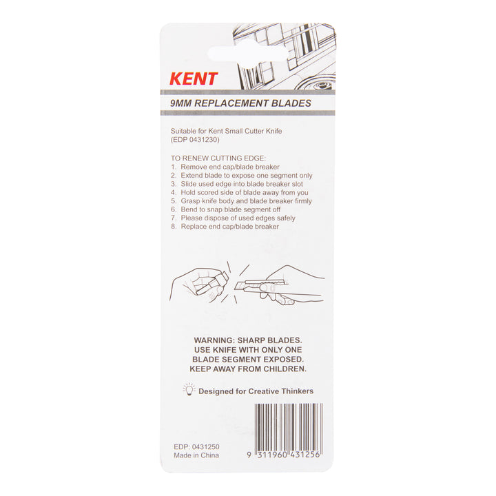 Kent Cutter Knife 9mm Replacement Blade Pack