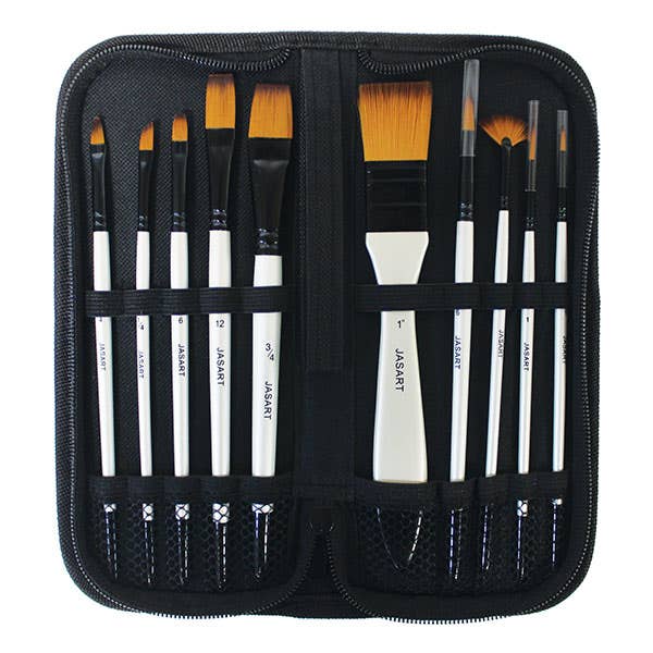Jasart Pearl White Synthetic Brush Wallet Sets