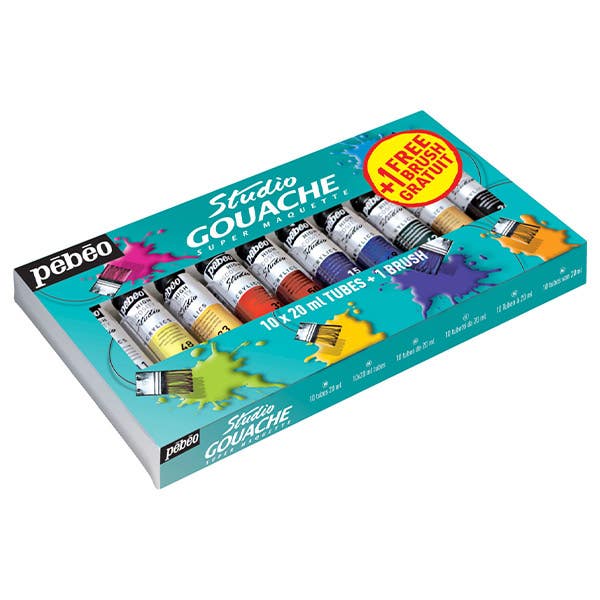 Pebeo Studio Gouache Paint Set 10 x 20ml