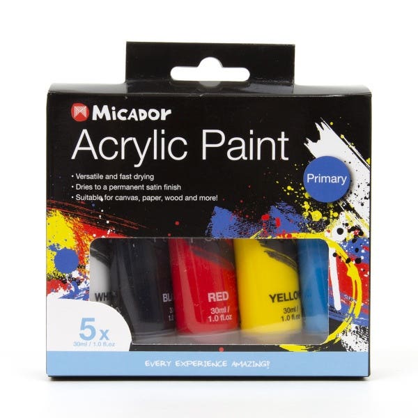 Micador Acrylic Primary Paint Set