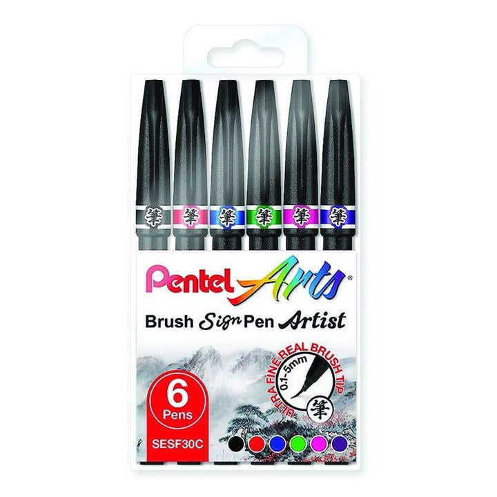Pentel Artist Brush Sign Set of 6