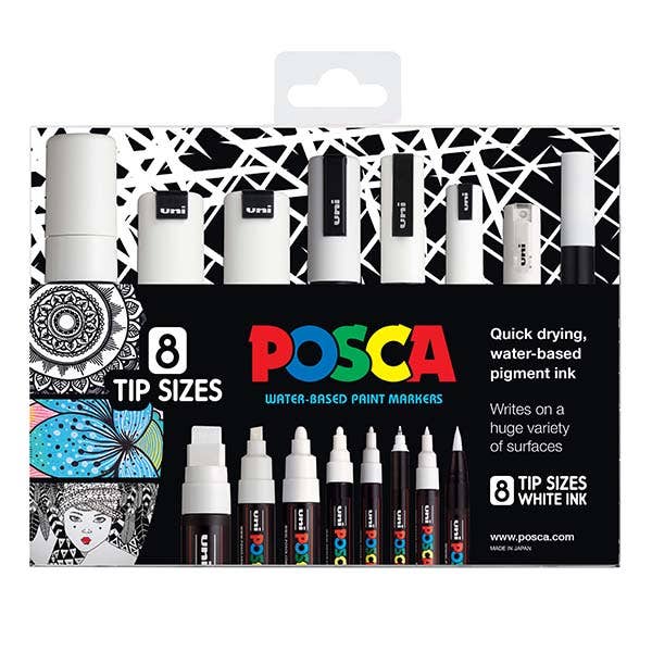 Posca White Assorted Sizes Set