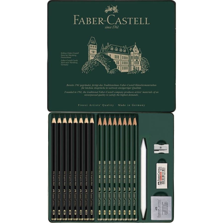 Faber-Castell 9000 & Pitt Graphite Matt Pencil Tin