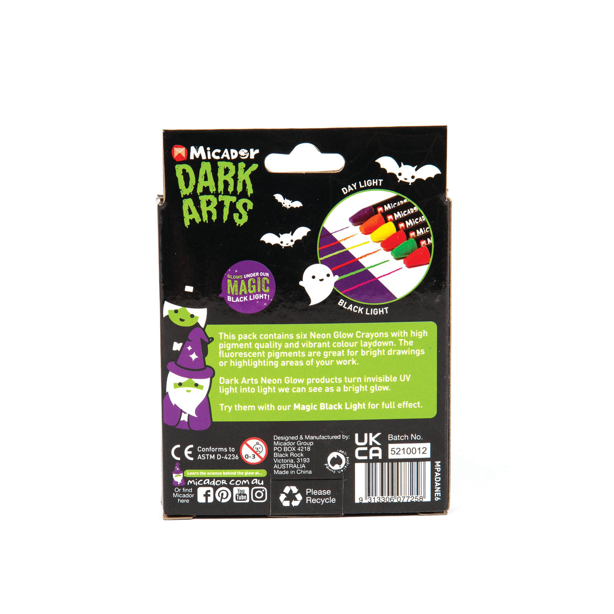 Micador Dark Arts Neon Crayons Set