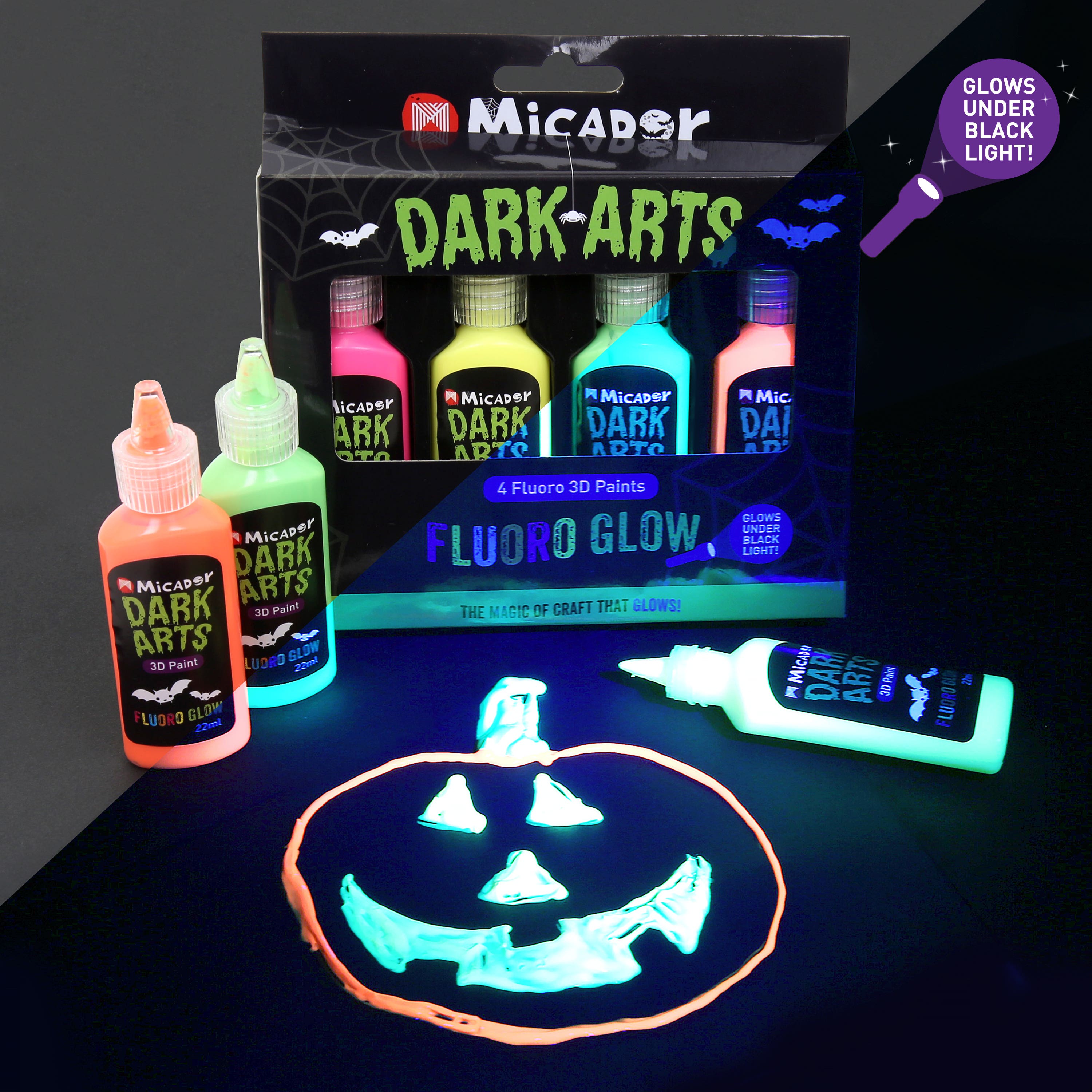 Micador Dark Arts Neon 3D Paint Set