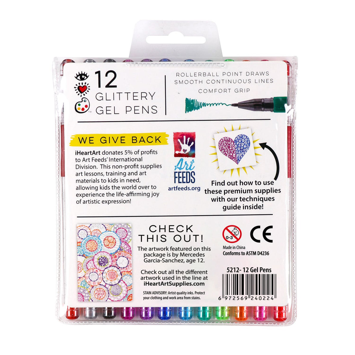 I Heart Art Glitter Gel Pen Set 12