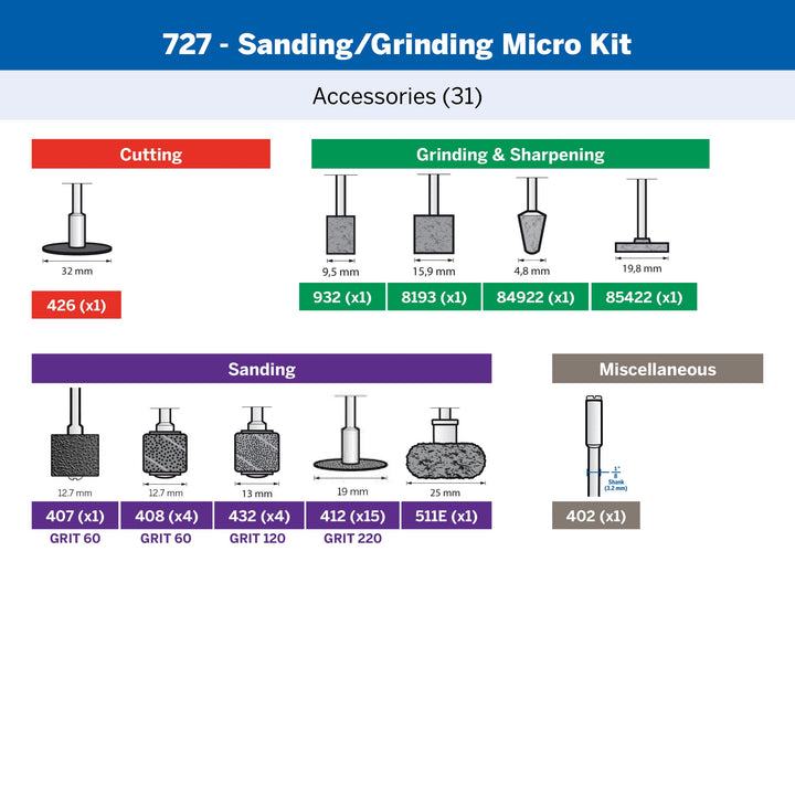 Dremel Sanding and Grinding Accessory Micro Kit (727)