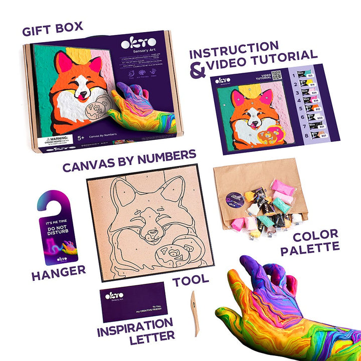 Okto Colouring with Clay By Numbers Kit Fox