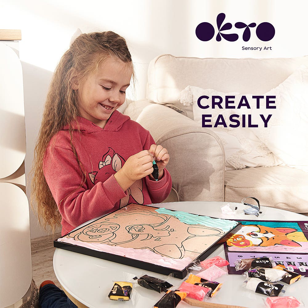 Okto Colouring with Clay By Numbers Kit Fox