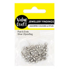 Value Craft Earring Post and Ends Silver Pack 20