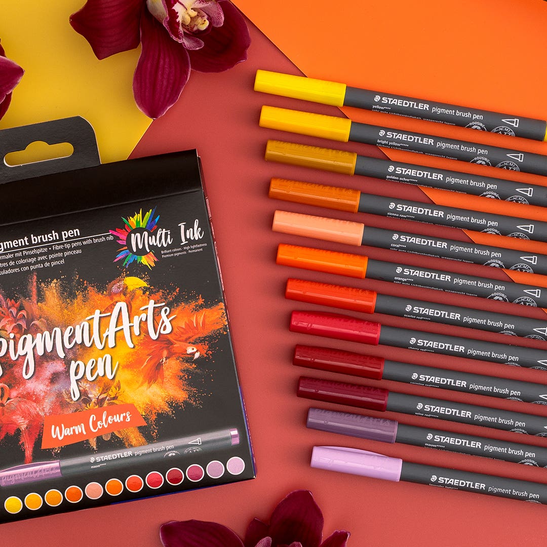 STAEDTLER Pigment Arts Brush Pen Warm Colours Set