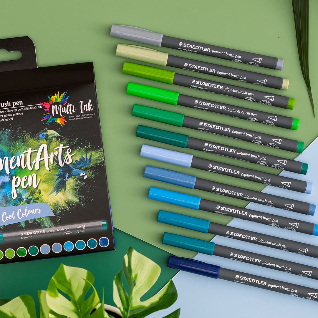 STAEDTLER Pigment Arts Brush Pen Cool Colours Set