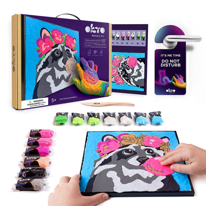 Okto Colouring with Clay By Numbers Kit Raccoon