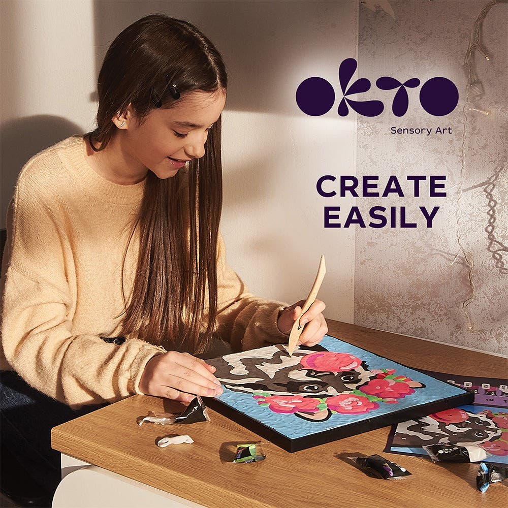 Okto Colouring with Clay By Numbers Kit Raccoon