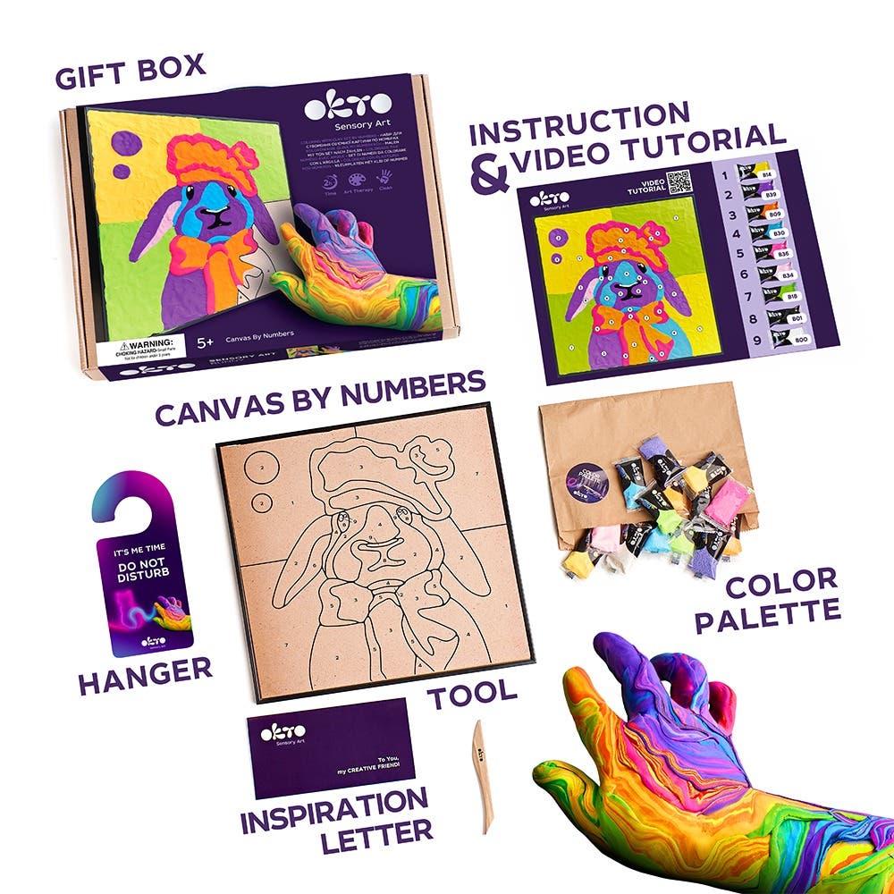 Okto Colouring with Clay By Numbers Kit Bunny