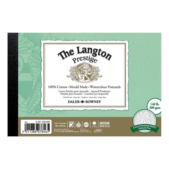 Daler Rowney Langton Prestige 100% Cotton Watercolour Postcard Pad
