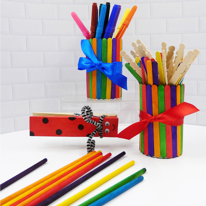 Arbee Wood Craft Sticks Assorted Colour Pack