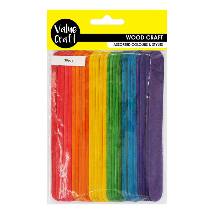 Value Craft Wood Craft Jumbo Sticks Assorted Colour Pack