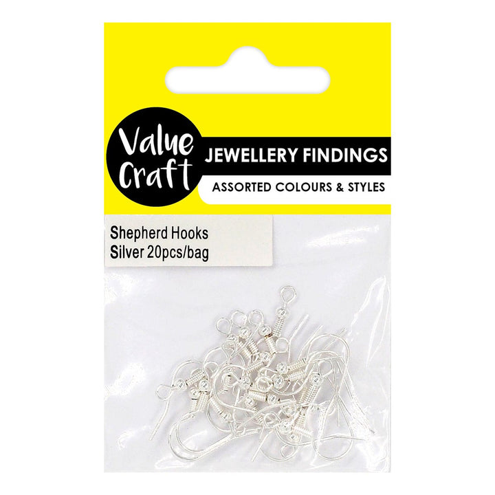 Value Craft Earring Shepherd Hooks Silver Pack 20