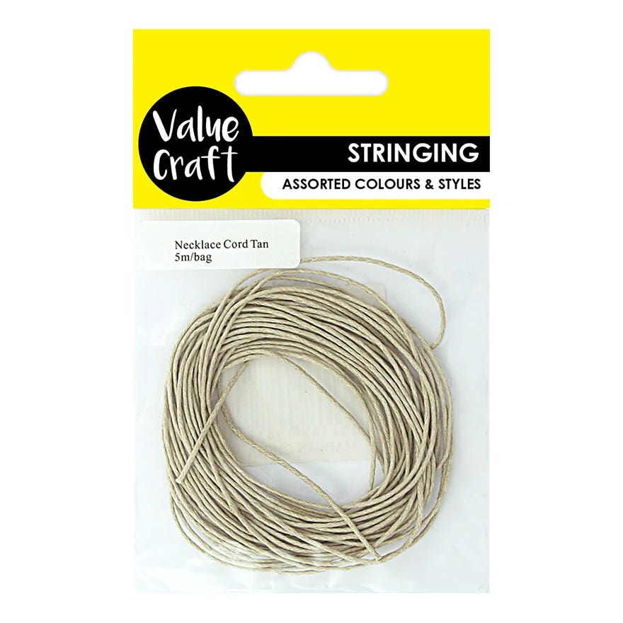 Value Craft Necklace Cord 5m Tan