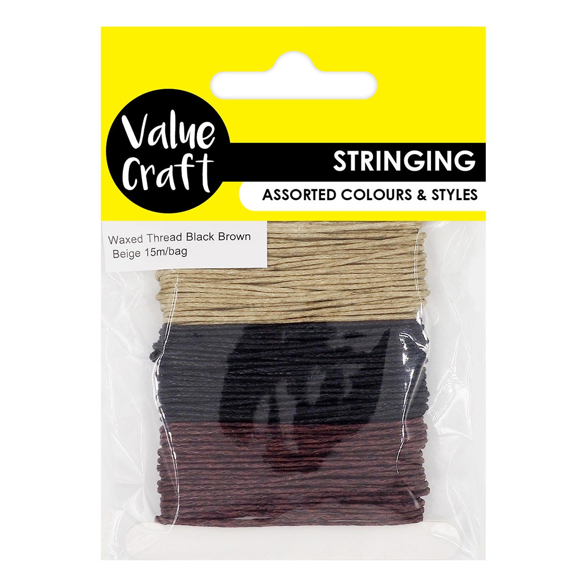 Value Craft Waxed Thread Pack Black/Brown/Beige