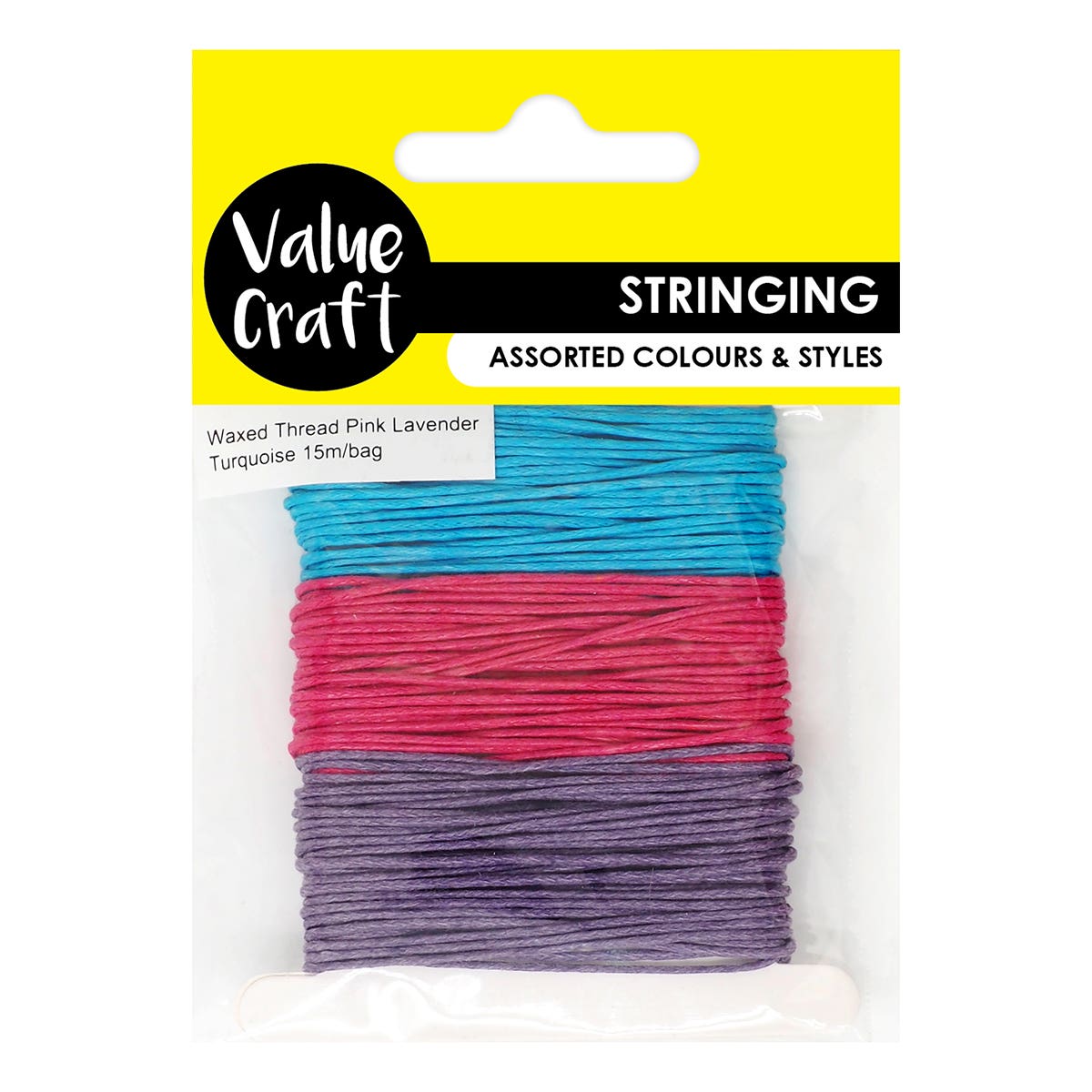 Value Craft Waxed Thread Pack Pink/Lavender/Turquoise