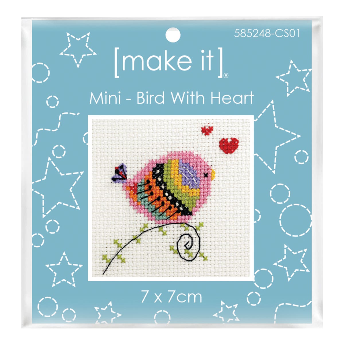 Make It Mini Cross Stitch Kit 7 x 7cm Bird With Heart