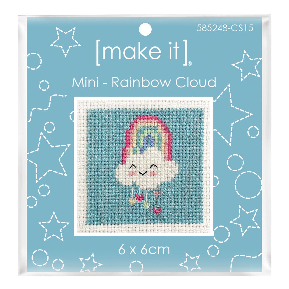 Make It Mini Cross Stitch Kit 6 x 6cm Rainbow Cloud