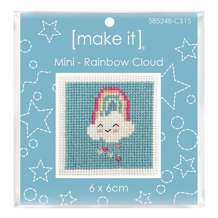Make It Mini Cross Stitch Kit 6 x 6cm Rainbow Cloud