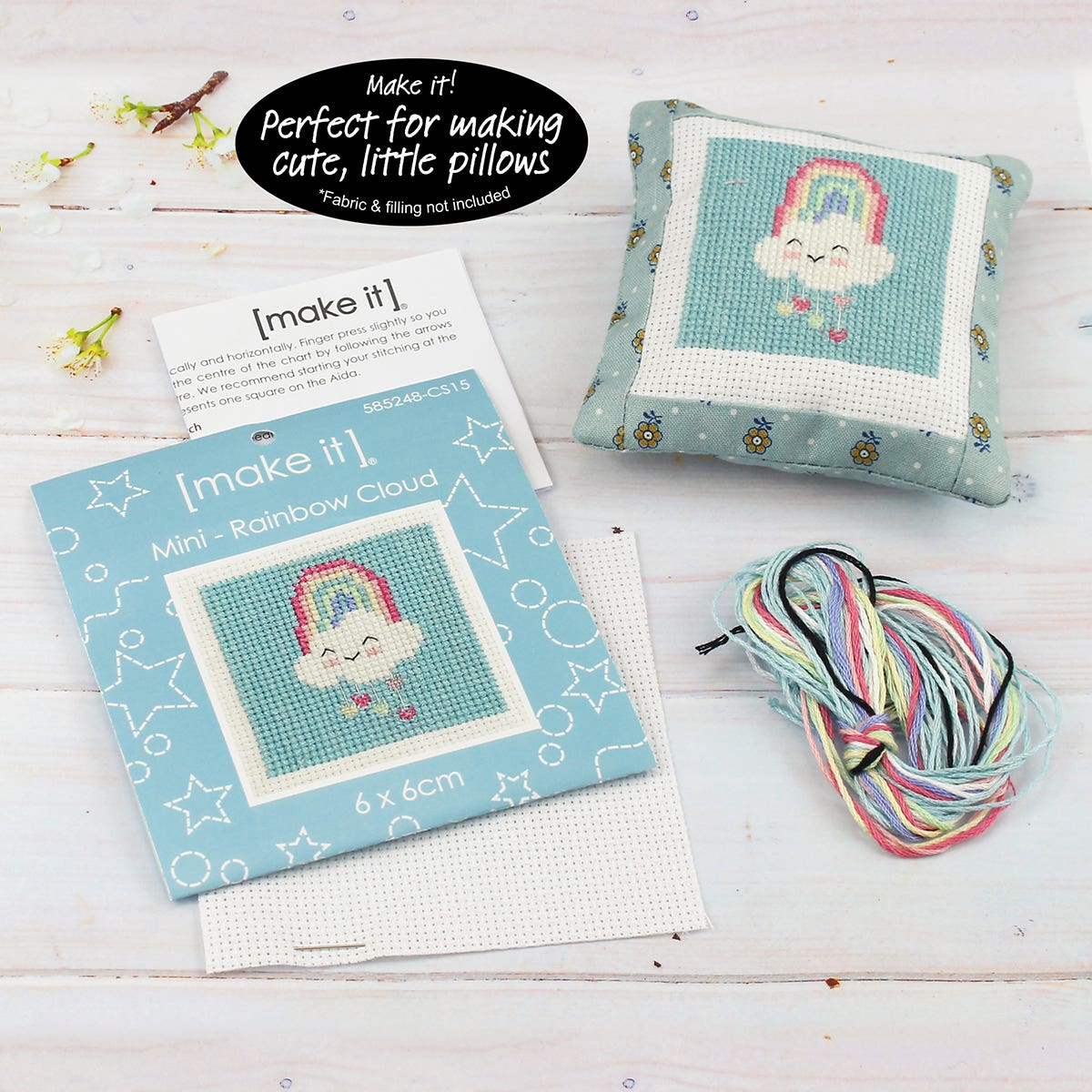 Make It Mini Cross Stitch Kit 6 x 6cm Rainbow Cloud