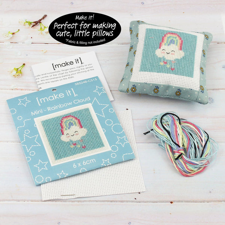 Make It Mini Cross Stitch Kit 6 x 6cm Rainbow Cloud