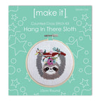 Make It Cross Stitch Kit Round With Hoop 4" Hang In There Sloth