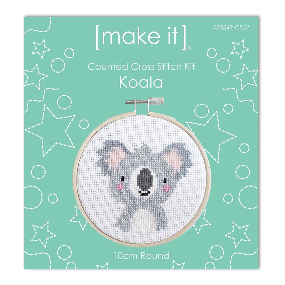 Make It Cross Stitch Kit Round With Hoop 4" Koala