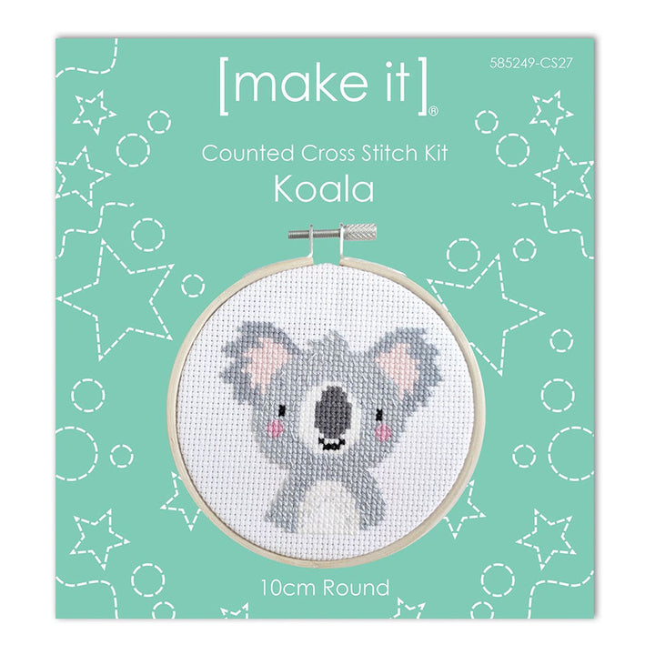 Make It Cross Stitch Kit Round With Hoop 4" Koala