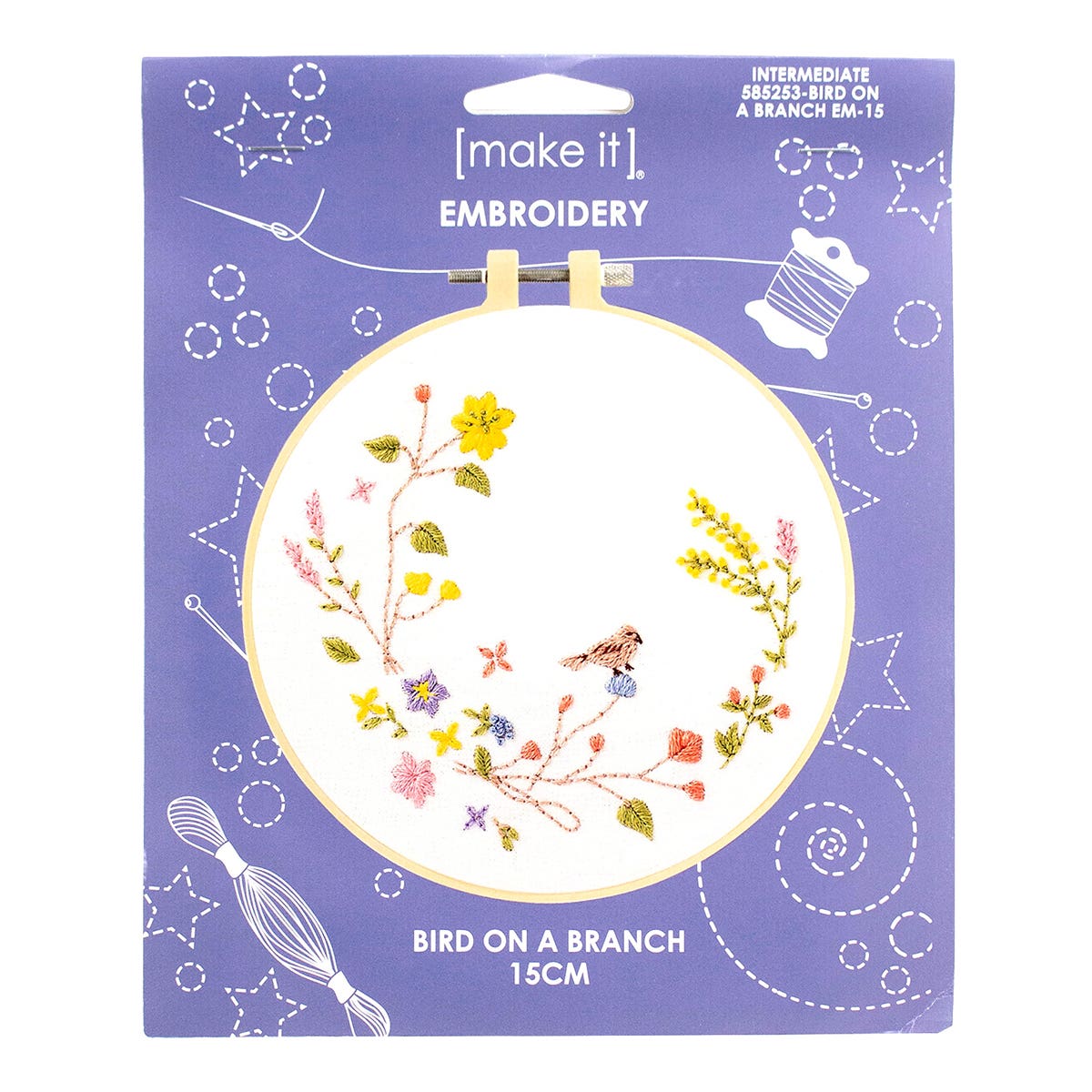 Make It Embroidery Kit 12.9 x 11.9cm Bird On A Branch