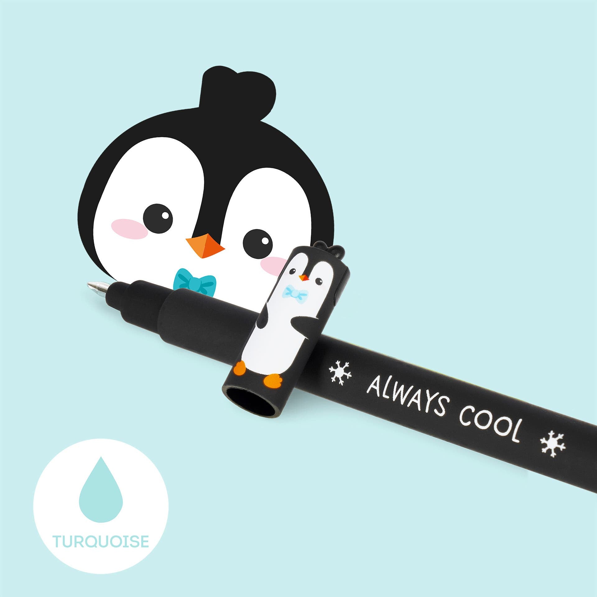 Legami Erasable Gel Pen Penguin (Turquoise Ink)