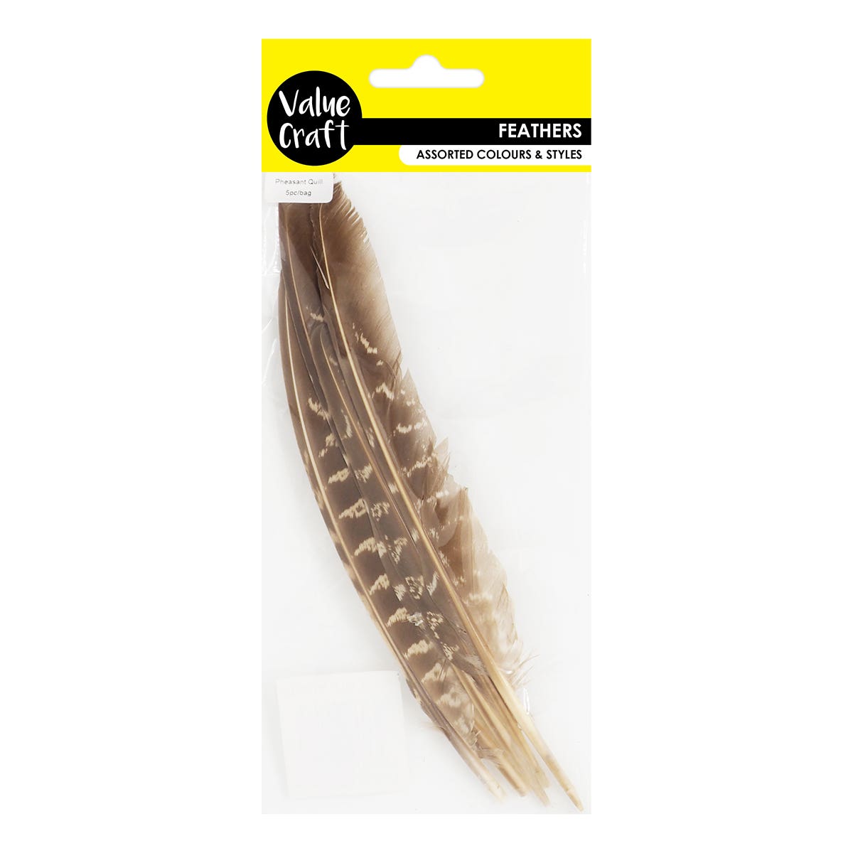 Value Craft Feathers Pheasant Quill Natural 5 Pieces