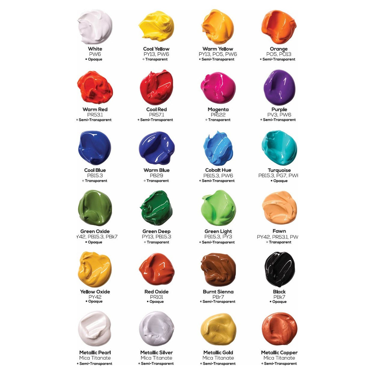 Global Colours Eco-Friendly Fine Art Acrylic Paint Set 24 x 36ml