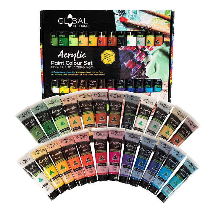 Global Colours Eco-Friendly Fine Art Acrylic Paint Set 24 x 36ml