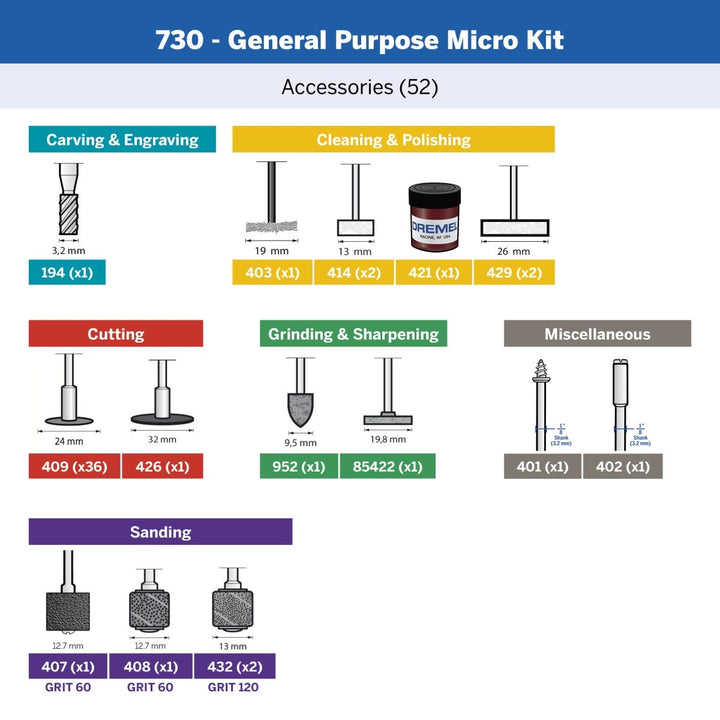 Dremel General Purpose Accessory Micro Kit (730) 52 Piece