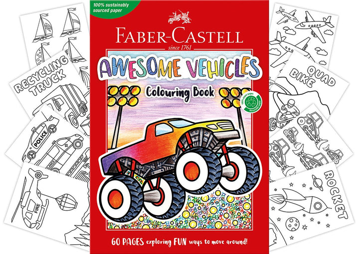 Faber-Castell Awesome Vehicles Colouring Book